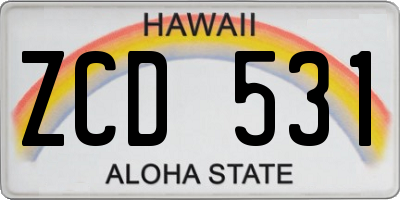 HI license plate ZCD531
