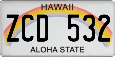 HI license plate ZCD532