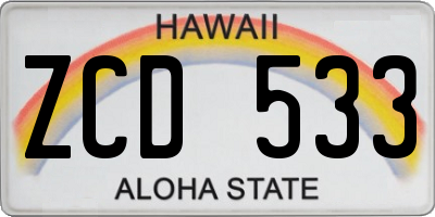 HI license plate ZCD533