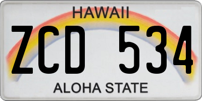HI license plate ZCD534