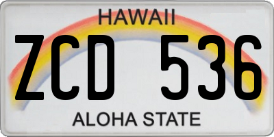 HI license plate ZCD536