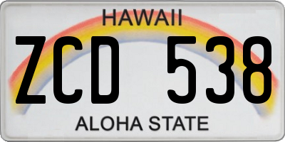 HI license plate ZCD538