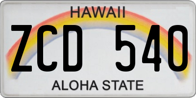 HI license plate ZCD540