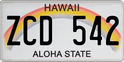 HI license plate ZCD542
