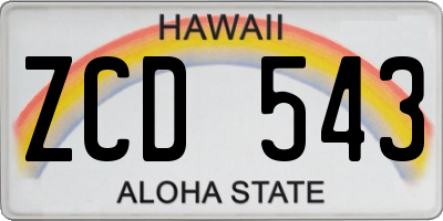 HI license plate ZCD543