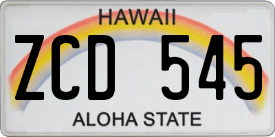 HI license plate ZCD545