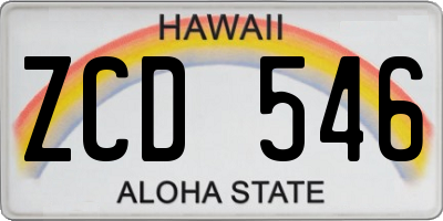 HI license plate ZCD546
