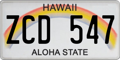HI license plate ZCD547