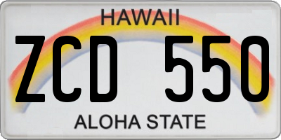 HI license plate ZCD550