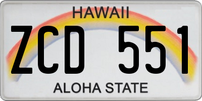 HI license plate ZCD551