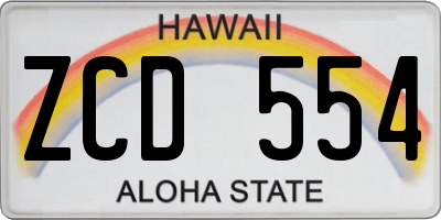 HI license plate ZCD554