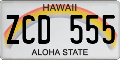 HI license plate ZCD555