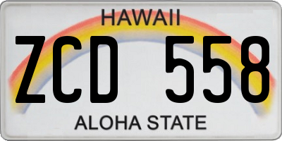 HI license plate ZCD558