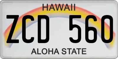 HI license plate ZCD560