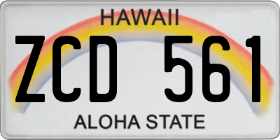 HI license plate ZCD561