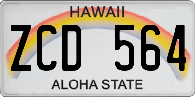 HI license plate ZCD564