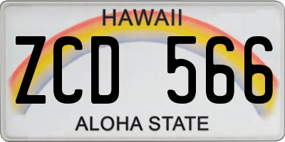 HI license plate ZCD566