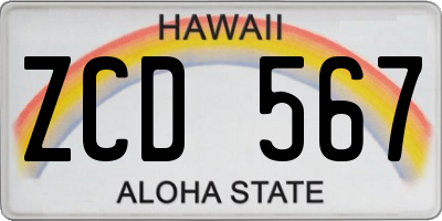 HI license plate ZCD567