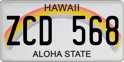 HI license plate ZCD568