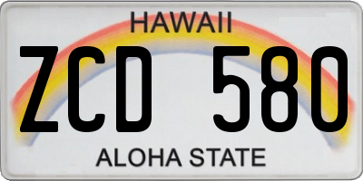 HI license plate ZCD580