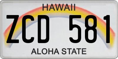 HI license plate ZCD581