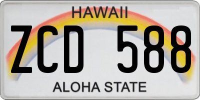 HI license plate ZCD588