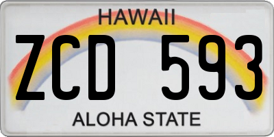 HI license plate ZCD593