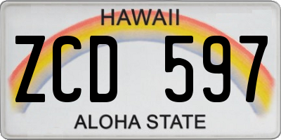 HI license plate ZCD597