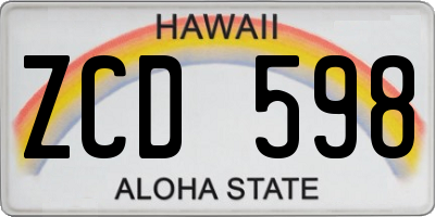 HI license plate ZCD598