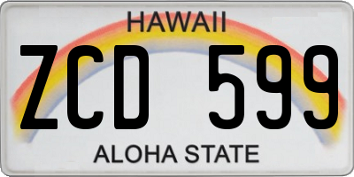 HI license plate ZCD599