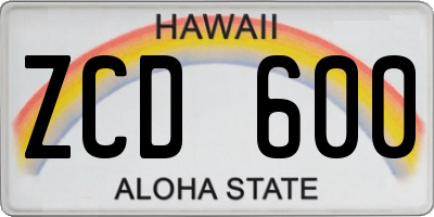 HI license plate ZCD600
