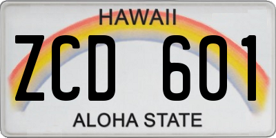 HI license plate ZCD601