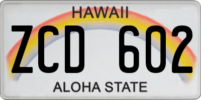 HI license plate ZCD602