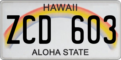 HI license plate ZCD603