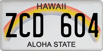 HI license plate ZCD604