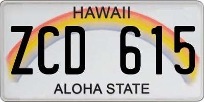 HI license plate ZCD615