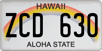 HI license plate ZCD630