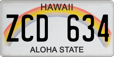 HI license plate ZCD634