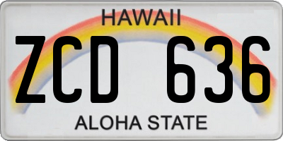 HI license plate ZCD636