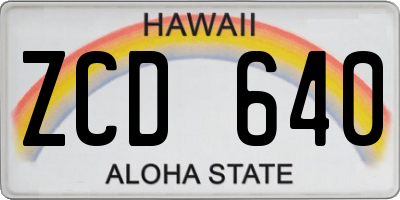 HI license plate ZCD640