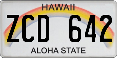 HI license plate ZCD642