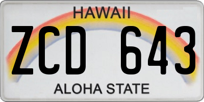 HI license plate ZCD643