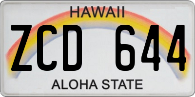 HI license plate ZCD644