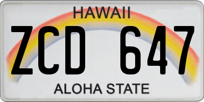 HI license plate ZCD647