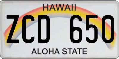 HI license plate ZCD650