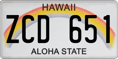 HI license plate ZCD651