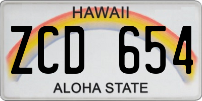 HI license plate ZCD654