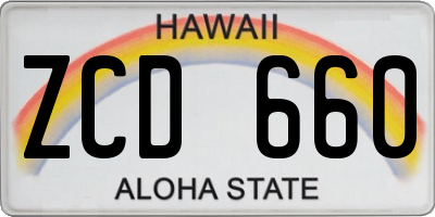 HI license plate ZCD660