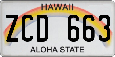 HI license plate ZCD663