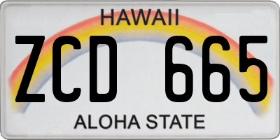 HI license plate ZCD665